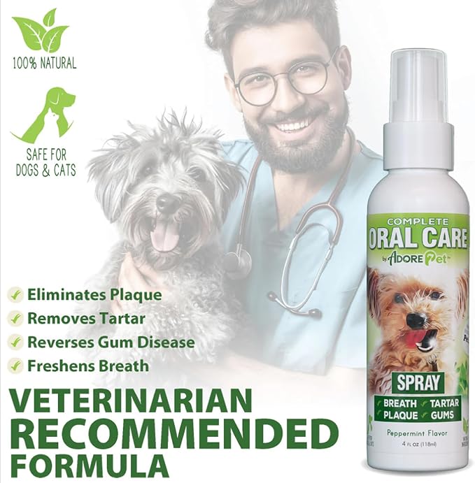 Adore Pet Complete Oral Care Spray for Dogs, Peppermint, 4 oz