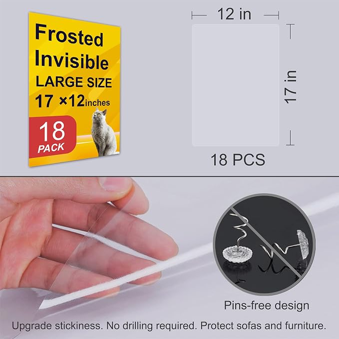 Anti-Cat Scratch Furniture Protector from Cats scratching-18-Pack Clear Sofa Guard Tape for Couches, Deterrent Pet Protection Film to Stop Cats Clawing Corners & Edges