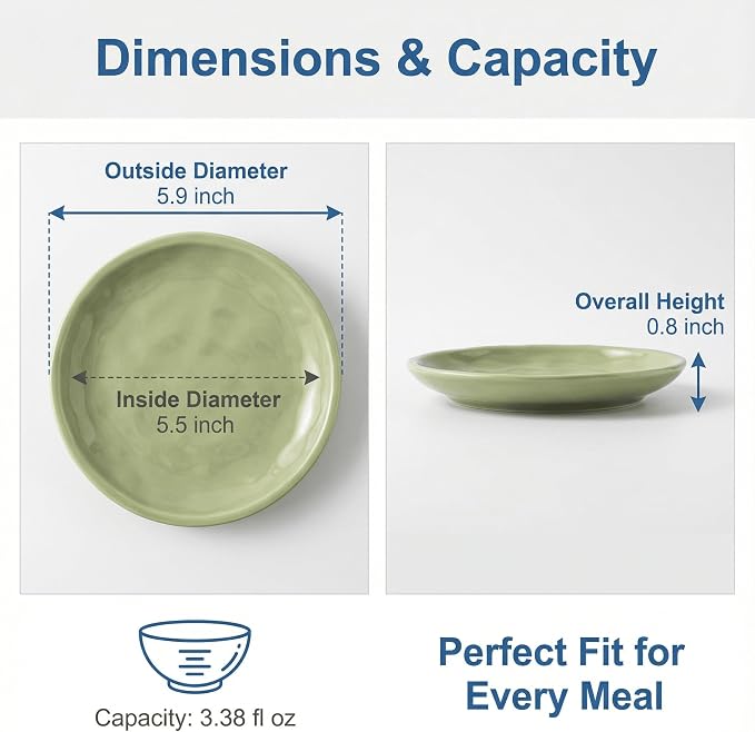 Shallow Cat Bowls 6 Pack – Whisker Friendly Ceramic Cat Dishes for Wet & Dry Food, Dishwasher Safe