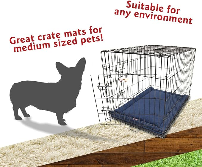 Majestic Pet Orthopedic Memory Foam Dog Crate Mat - Plush Pet Bed Pad for Crates & Kennels | USA Crafted | 36"x23" Villa Navy