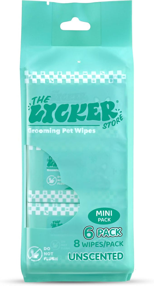 PWP1008A Mini Dog Body Wipes, Hypoallergenic Pet Grooming Wipes with Aloe Vera, Chamomile & Shea Butter, for Paws, Face & Body, Cleaning & Hydrating, 48 Count (6 Packs)