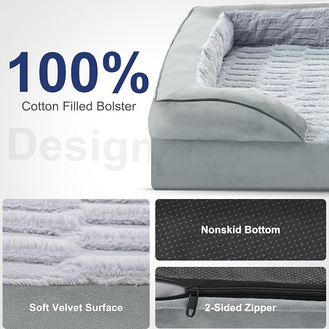 FURTIME Orthopedic Extra Large Dog Bed, Waterproof Dog Beds, 48x35x6.5 Supportive Foam Pet Couch Bed with Removable Washable Cover and Nonskid Bottom