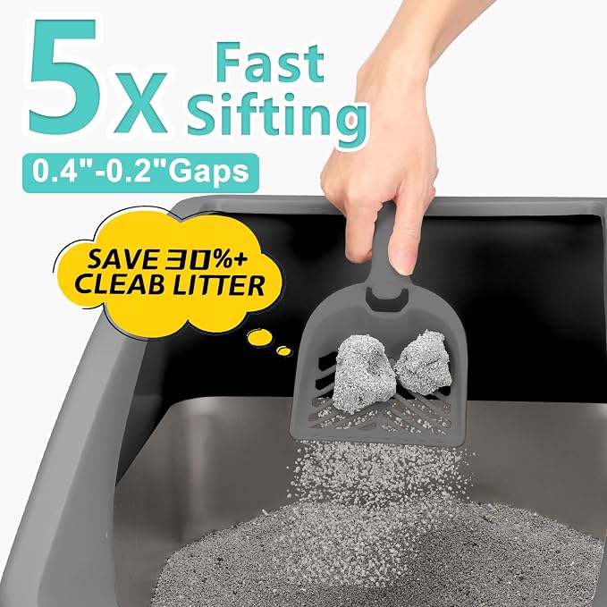AIPERRO 2 Pack Stainless Steel Litter Box | XL Enclosed Cat Litter Boxes with Lid for Big Cats and Multi-Cats | High Sided, Anti-Urine Leakage | Non-Stick Bottom（Multi-Colored）