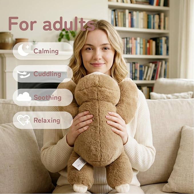 Niuniu Daddy 26" | 5LB Sloth Weighted Stuffed Animals for Adults Kids, Brown Sloth Weighted Lap Animal Plush Toy, Body Pillow for Every Comfort with Bag Stickers as Gift for Christmas Birthday