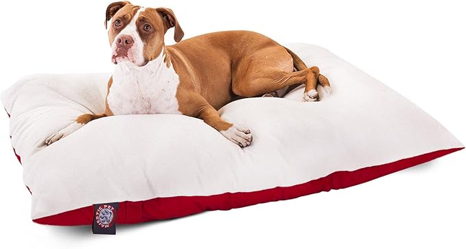 Majestic Pet Rectangle Large Dog Bed Washable – Removable Slipcover Pet Bed – Dog Crate Bed Super Value Pillow Dog Bed – Dog Kennel Bed for Sleeping - Dog Bed Large Breed 36 x 48 Inch – Red