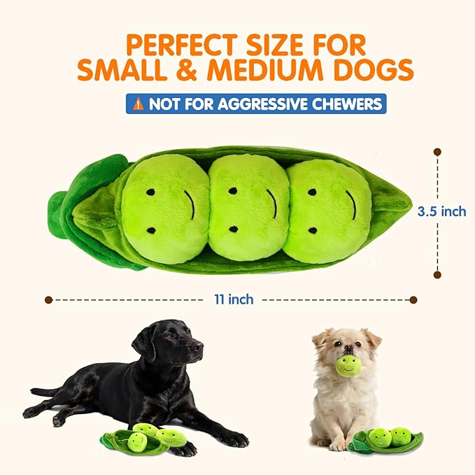 Hide and Seek Dog Toys, Interactive Squeaky Plush Puzzle Toy with Crinkle, Dog Enrichment Toys for Boredom & Stimulation, for Small Medium Dogs, Non-Aggressive Chewers(Pea Balls, Pack of 3)