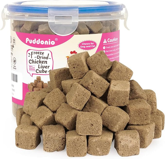 Freeze Dried Dog & Cat Treats – Single Ingredient Chicken Liver, High Protein Training Treats & Food Topper, 6 oz