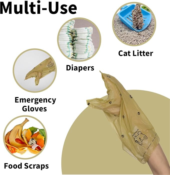 Scented Dog Poop Bags With Dispenser, Strong and Leak-proof Waste Bags for Pets, 870 Count (58 Packs of 15), 13 Inch x 9 Inch (Khaki)