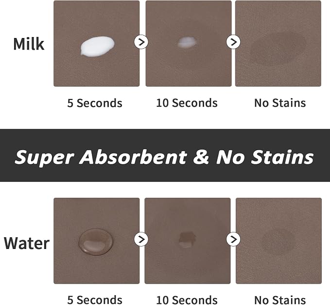 HotLive Dog Food Mat - Absorbent Cat Mat for Food and Water, No Stains Pet Feeding Bowl Mat, Easy to Clean Pet Placemats, Quick Dry Dog Water Dispenser Mat for Messy Drinkers | Paw Brown 16"x 24"