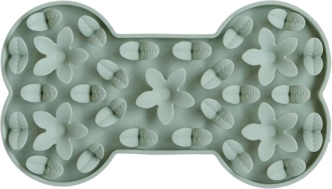 Dexypaws: Enrichment Snuffle Mat: Sage Green Bone - Textured Dog Feeding Pad, Food Grade Silicone, Spread Food &Treats, Pet Soothing, Suction Back
