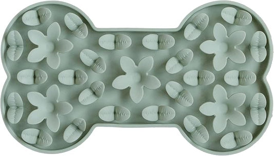 Dexypaws: Enrichment Snuffle Mat: Sage Green Bone - Textured Dog Feeding Pad, Food Grade Silicone, Spread Food &Treats, Pet Soothing, Suction Back