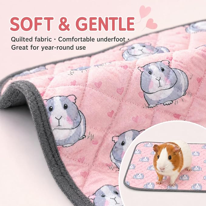 4 pcs Guinea Pig Cage Liners - Washable Guinea Pig Pee Pads, Waterproof Reusable & Anti Slip Guinea Pig Bedding Fast and Super Absorbent Pee Pad for Small Animals Rabbit Hamster Rat (4)