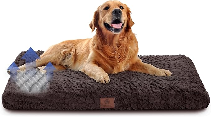AMERICAN KENNEL CLUB Orthopedic Memory Foam Dog Crate Mat, Egg Crate Foam Cushion, Washable Cover, Non-Slip Base, Eases Joint Pain, Breathable, Durable, 42x27, Brown