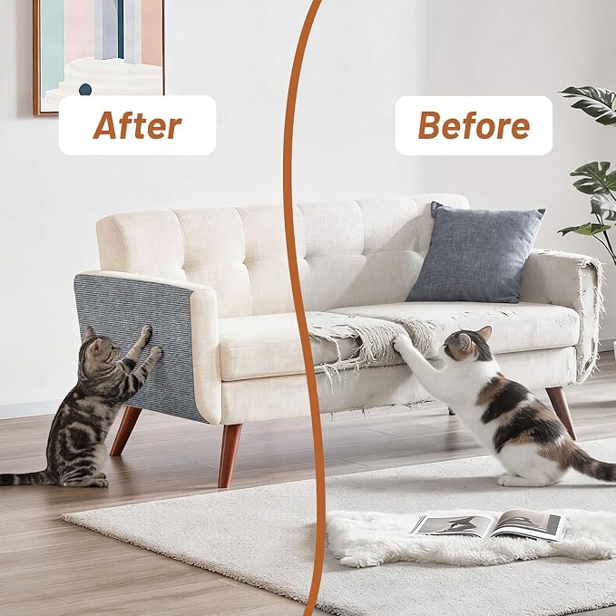 Couch Protector from Cat Claws 78.7" x 15.8" Trimmable DIY Self-Adhesive Cat Scratch Mat for Furniture Couch or Wall Protector, Covering Cat Scratching Post Indoor