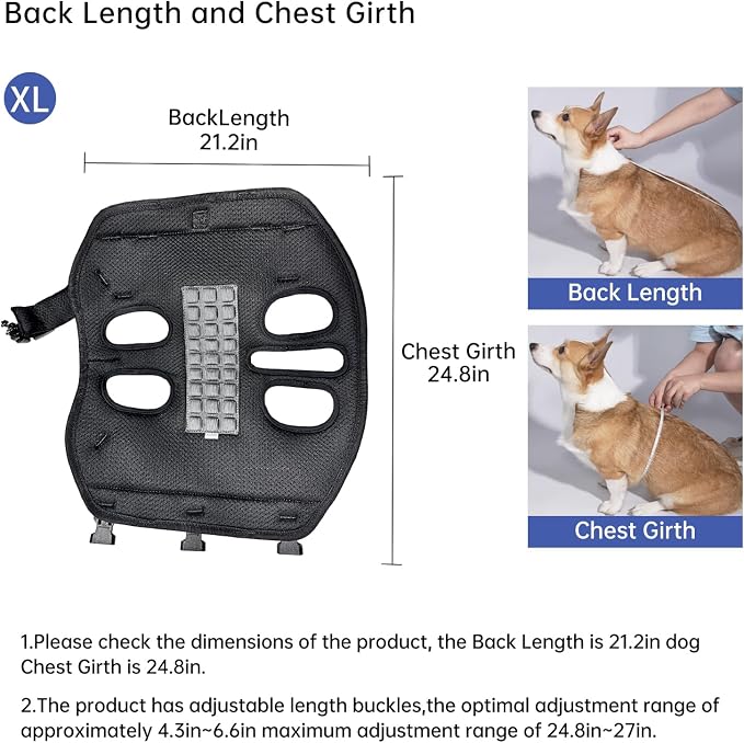 Wakytu Dog Lift Harness for Small Dogs,Dog Backpack Carrier,Adjustable Padded Breathable Straps for Dogs, Disabled, Joint Injuries, Arthritis,XL(24-35LBS)