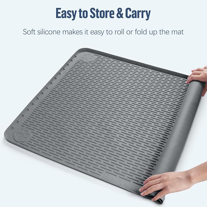 Pee Pad Holder for Dogs, 70" x 45" Silicone Pee Tray Mat Leak-Proof, High Edge, No Spill Pet Pad Holder for Puppy, Cat, Rabbit, Training Pads for Floor Protection, No Pee Pads (Dark Grey)