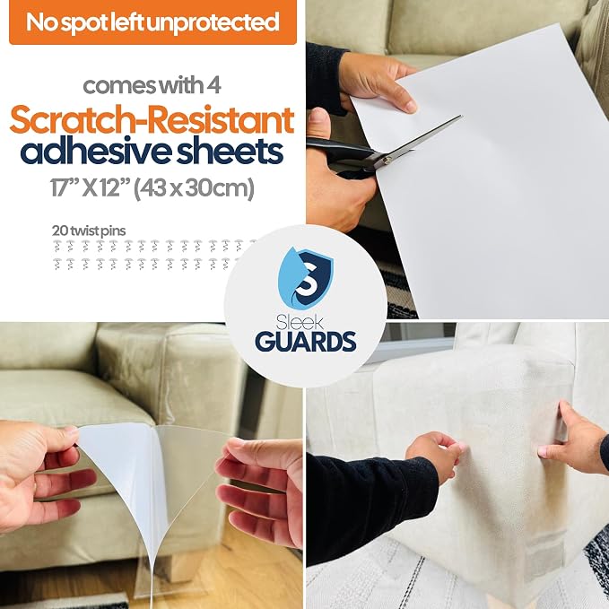 Cat Scratch Furniture Protector, Couch Arm Covers, Anti-Scratch Furniture Protector for Leather Couch, Cat Deterrent, Sofa Arm Covers, Couch Corner Protector - Model 2