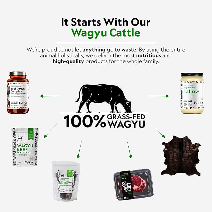 First Light Farms Freeze-Dried Wagyu Beef Organ Supplement Grass-Fed | 180 Capsules | Whole Food Nutrition with Liver, Heart, Kidney & Spleen | Beef Organ Complex, Certified Humane