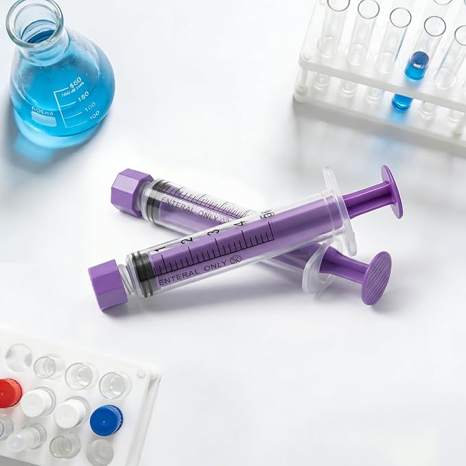 5ml Syringes with Cap without Needle - 5cc Plastic Syringe for Liquid, Feeding, Blister-Packed, Pack of 50