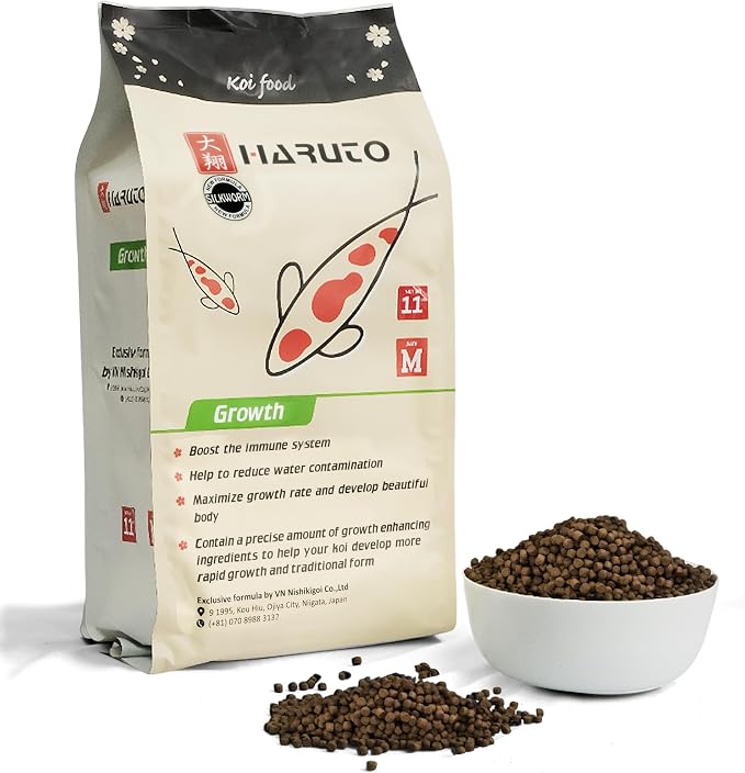 HARUTO Koi Food Growth Silk Worm 11lb - Body Growth & Protein Formula | Silkworm powder formula - high protein koi food supporting body development, healthy scales & clear water pond feeding.