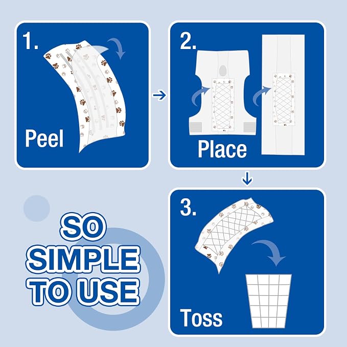 Disposable Dog Diaper Booster Pads XL - 40 Count, Dog Diaper Liners for Male and Female Dogs, Inserts Fit Most Puppy Diapers - Pet Belly Bands and Male Dogs Wraps (Paws)