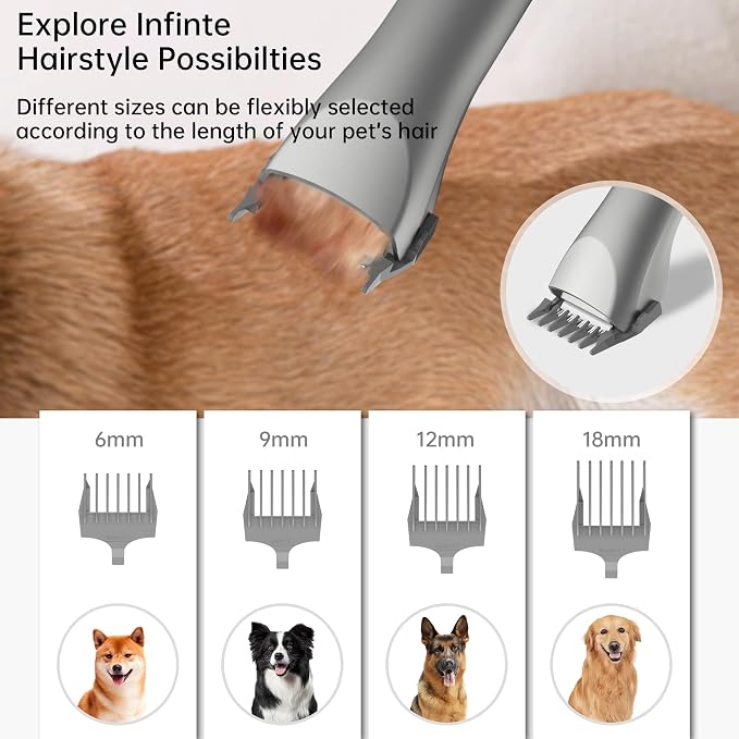 9-in-1 Pet Grooming Vacuum Kit – Dog Hair & Cat Hair Grooming, 18Kpa Suction, 4.5L Dust Bin, 1000W Hot Air Dryer, LED Display, Adjustable Grooming Clippers & Shedding Tool