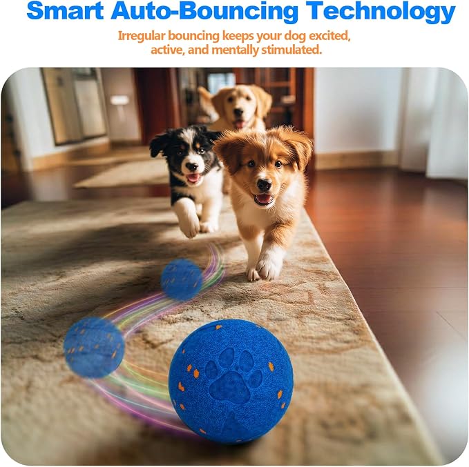 Interactive Dog Toys, Smart Dog Ball - 3.2 Inch, Automatic Moving Bouncing, E-TPU Material, Chew-Proof, Rechargeable, IPX7 Waterproof for Medium Large Dogs - Indoor & Outdoor