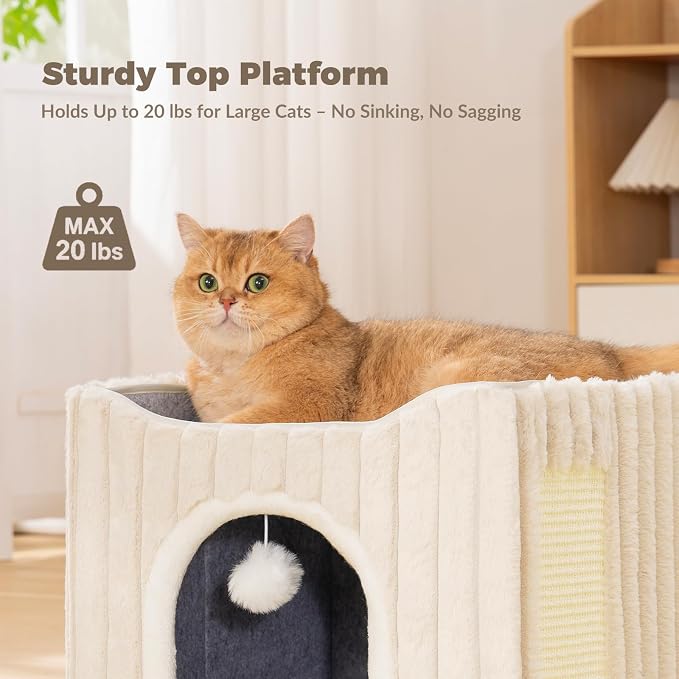Avont Sisal Cat Scratcher Bed for Indoor Cats Bundle with 3-in-1 Cat Houses