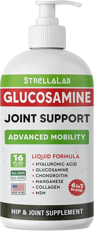 Liquid Glucosamine + Salmon Oil Omega 3 for Dogs Bundle - Joint Pain Relief + Allergy Relief - Chondroitin, MSM, Collagen + Omega 6 9 - EPA&DHA Fatty Acids - Hip&Joint Care - 16oz + 32oz - Made in USA