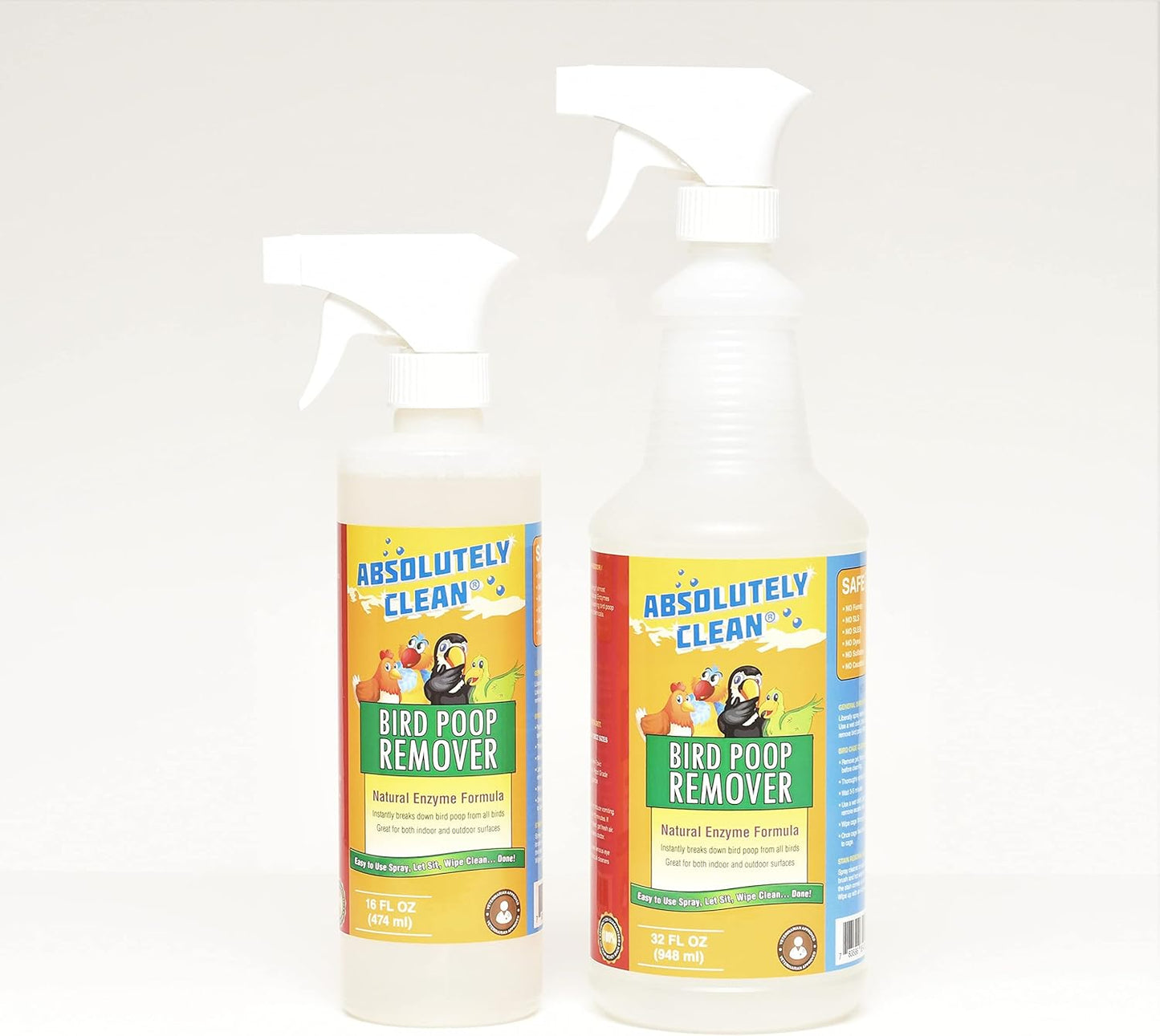 Absolutely Clean Amazing Bird Poop Remover - Just Spray/Wipe - Safely & Easily Removes Bird Messes - Use Indoor/Outdoor - Made in The USA