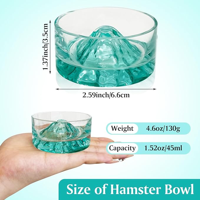 BNOSDM Rabbit Grinding Claw Pads Natural Hamster Lava Stone and Green Hamster Food and Water Bowl Mountain Fuji Style Glass for Hamsters Gerbils Mice Rats or Other Similar-Sized Pets