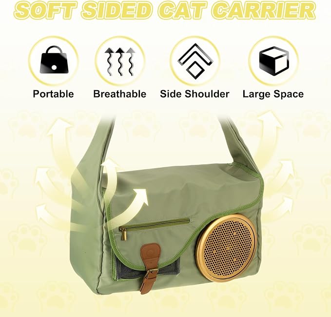 Bubble Cat Carrier, Travel Pet Carrier Soft Sided Breathable Cat Carrying Case for Kitten Small Dogs Up to 14.3 lbs (Green), Intended for Hiking/Camping/Traveling