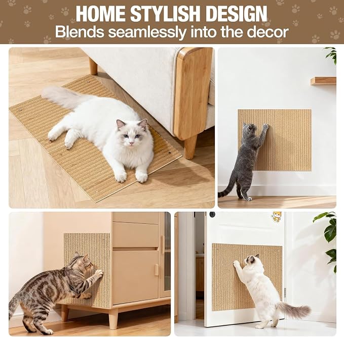 Natural Cork Cat Scratch Ardboard for Cats 2 Pack-Cat Scratcher Pads Indoor-Wall Cat Scratchers-Cat Scratcher Furniture Protector-Carpets Scratching Posts-Stretching-No Mess Splinters Easy Clean