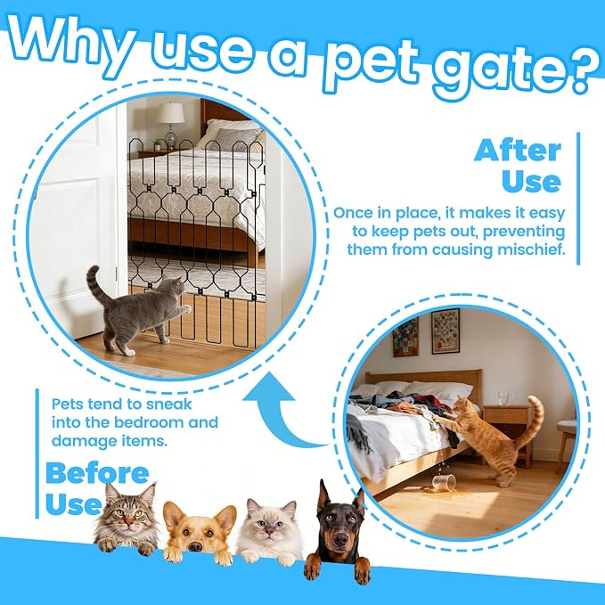 Retractable Dog Gate for Front Door, Bite-Proof Metal Pet Dog Barrier, Foldable Space-Saving Wall-Mounted for Front Door & Rv, Easy Install Dog Gate, Indoor/Outdoor (W: 35.5in H: 31in)