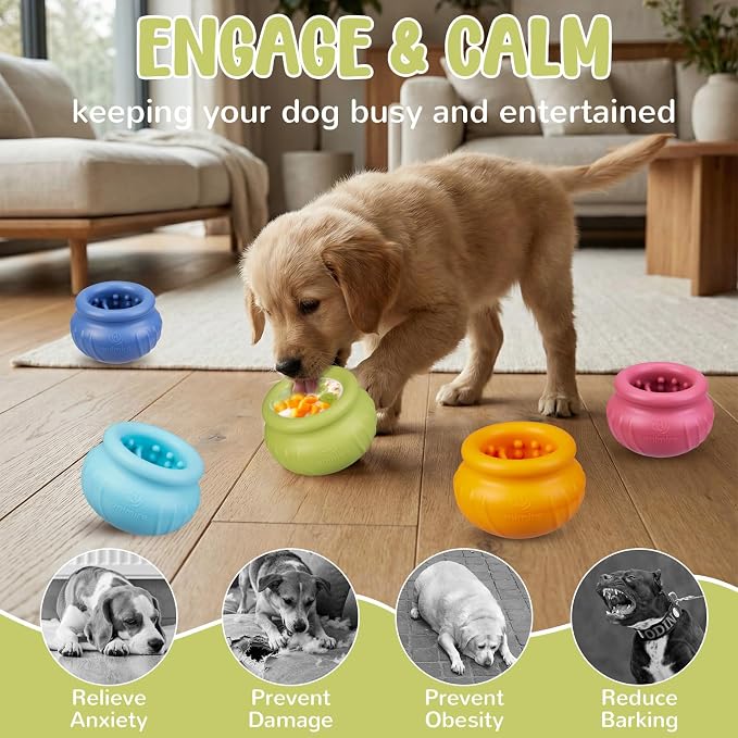 Wobbly Dog Enrichment Lick Toy, Stuffable Frozen Lick Bowl to Keep Dogs Busy, Long-Lasting Interactive Treat Dispensing Dog Toy, Silicone Fetch Catch Chew Toy(Green,S)
