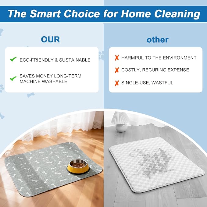 Unique Bargains Washable Pee Pads for Dogs, Reusable & Leak-Proof, Puppy Pad for Pet Training, Crate, Car, Medium, Gray