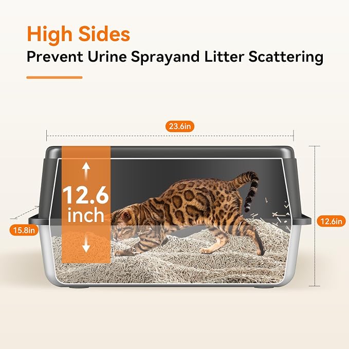 Stainless Steel Litter Box (Black-2Pack-24IN)