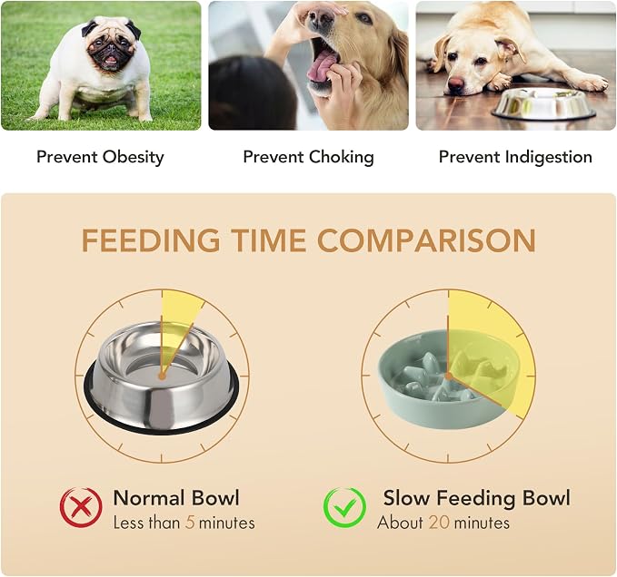 Havniva Ceramic Slow Feeder Dog Bowls, 0.9 Cups Dog Bowl Slow Feeding for Small Breed, 6.1inch Puzzle Dog Food Bowl Slow Feeder Non-Slip Anti-Gulping and Anti-Choking Reduces Bloating