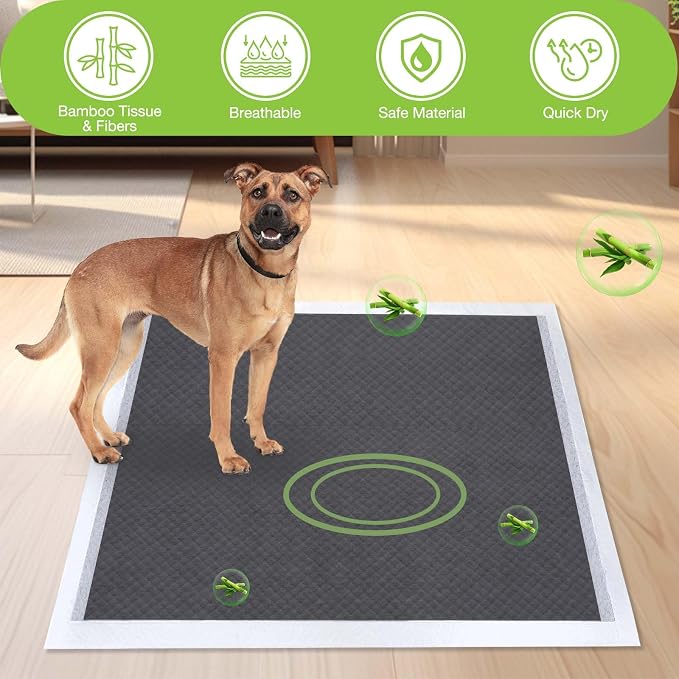 Jollywoods Disposable Dog Pee Pads, 13" x 18", 50 Counts | Odor-Control Bamboo Charcoal Fiber, Super Absorbent & Leak Proof Pet Training Pads, Quick Dry, For Dogs, Cats and Rabbits