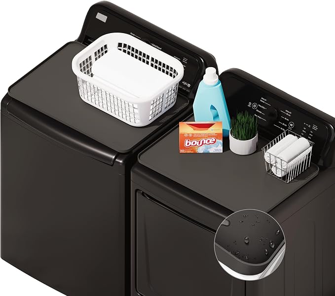 2 PACKS SEIRI Washer and Dryer Topper, 26" x 18" Silicone Top Protector Mat for Slant Top Surface Cover and Top Load Washing Machine Laundry Room Non-Slip Waterproof Dryer Cover Medium (Dark Gray)