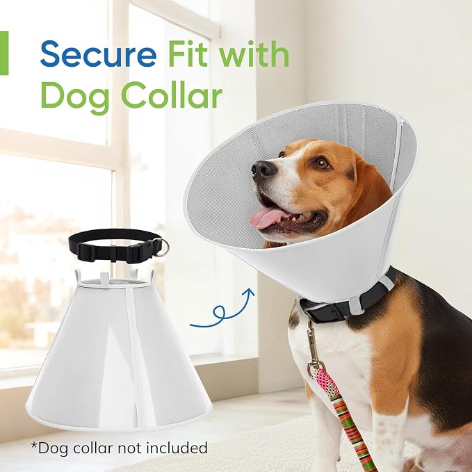 Soft Dog Cone Collar to Stop Licking After Surgery, Mesh Breathable Pet Recovery Collar for Large Medium Dogs, Elizabethan Cone Alternative(S)