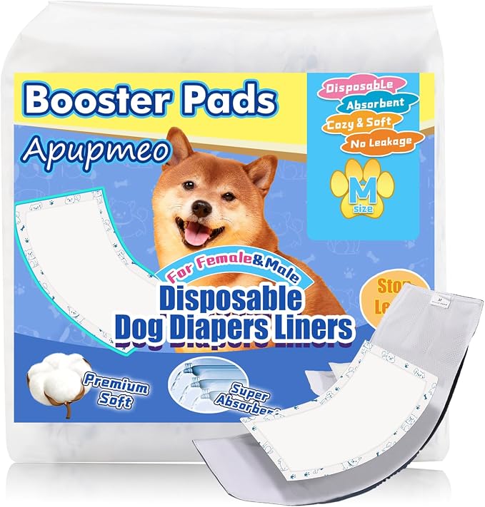 Disposable Dog Diaper Liners - 20PCS Dog Booster Pads for Male Female Dogs - Doggie Diaper Insert Pads for Pet Belly Bands Wraps Period Pants Covers(M,20)