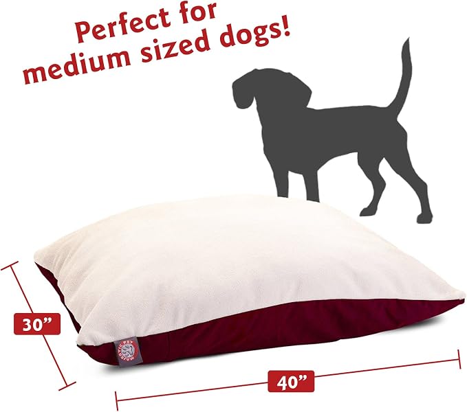 Majestic Pet Rectangle Medium Dog Bed Washable – Removable Slipcover Pet Bed – Dog Crate Bed Super Value Pillow Dog Bed – Dog Kennel Bed for Sleeping - Dog Bed Medium Breed 30 x 40 Inch – Burgundy