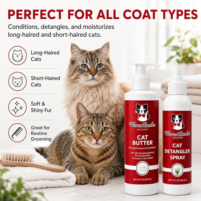 Warren London Cat Detangler & Hydrating Butter Combo, Unscented 8oz