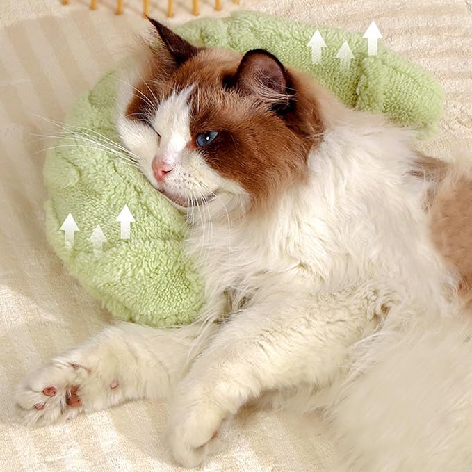 Little Pillow for Cats Puppies Ultra Soft Warm Fluffy Pet Calming Macaron Color Toy Half Donut Cuddler for Joint Relief Sleeping Improve Machine Washable-Yellow