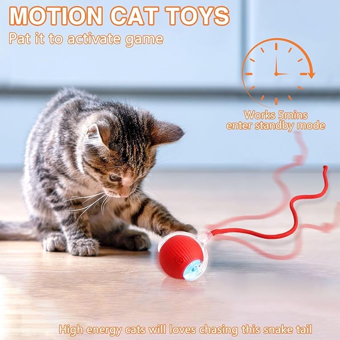 Agile Moving Cat Ball Toy with Rope (Red)