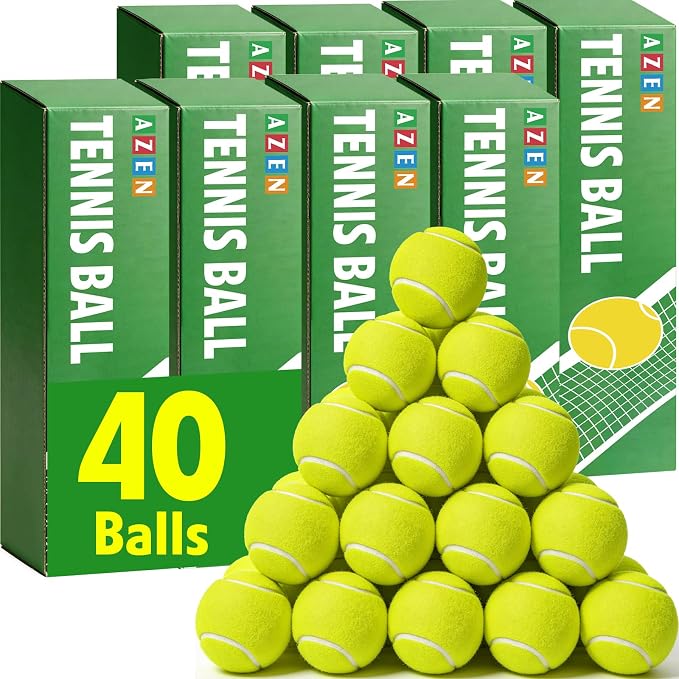 AZEN 10/40 Pack Tennis Balls, Premium pressurized Tennis Balls Bulk for Dogs, Good for Beginners to Practice