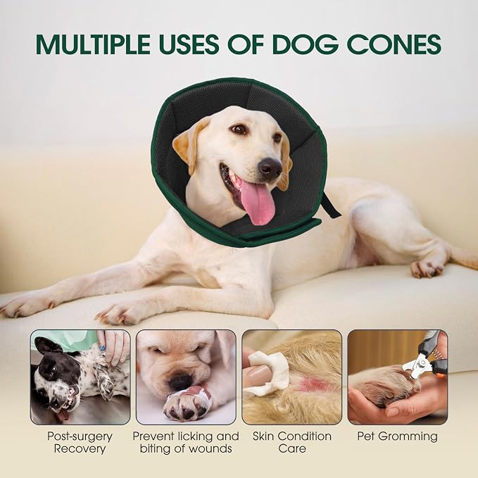 Dog Cone for Large Dogs After Surgery, Adjustable Soft Recovery Cone Collar for Dogs to Stop Licking, Professional Elizabethan Collar for Pet, Recovery Cones for Wound Healing & Hot Spots