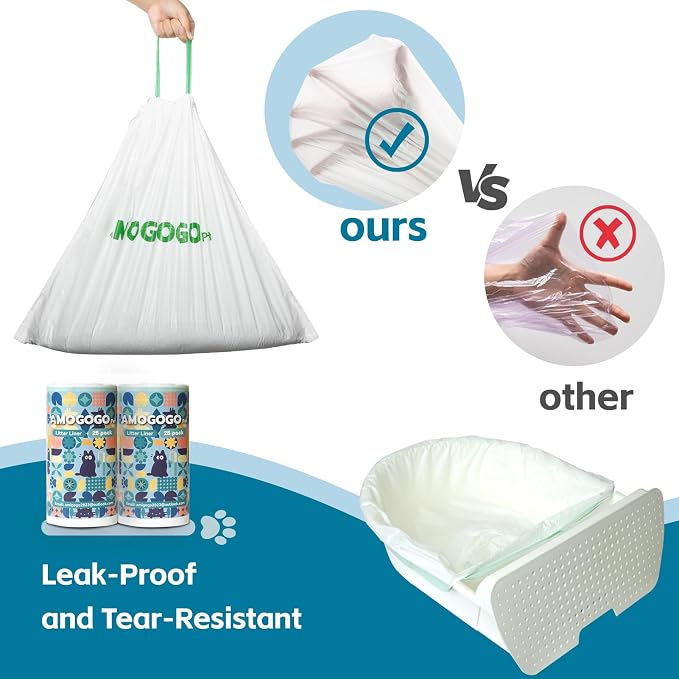50 Pack Litter Box Bags, Compatible with Self Cleaning Litter Box Scooper Young & ProX & Ultra, Automatic Litter Box Liners, Replacement Trash Bags with Drawstring, 25.59" x 15.75"