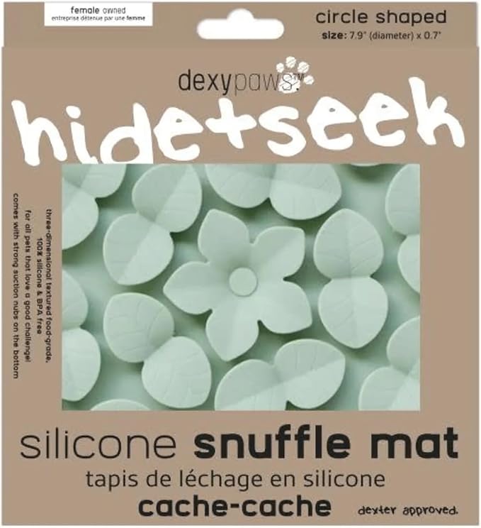 Dexypaws: Enrichment Snuffle Mat: Sage Green Circle - Textured Dog Feeding Pad, Food Grade Silicone, Spread Food & Treats, Pet Soothing, Suction Back